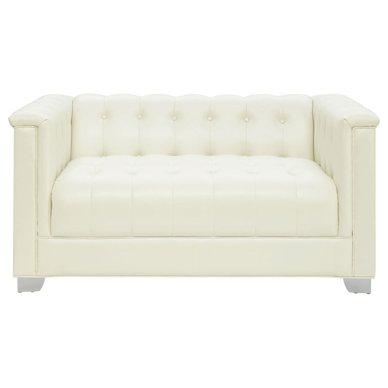 Earline - Upholstered Track Arm Loveseat - White by HouseOfZazla