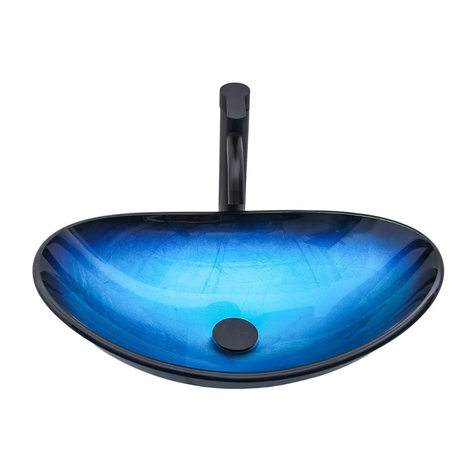 Tempered Glass Vessel Sink With Boat Shape Pop-Up Drain by HouseOfZazla