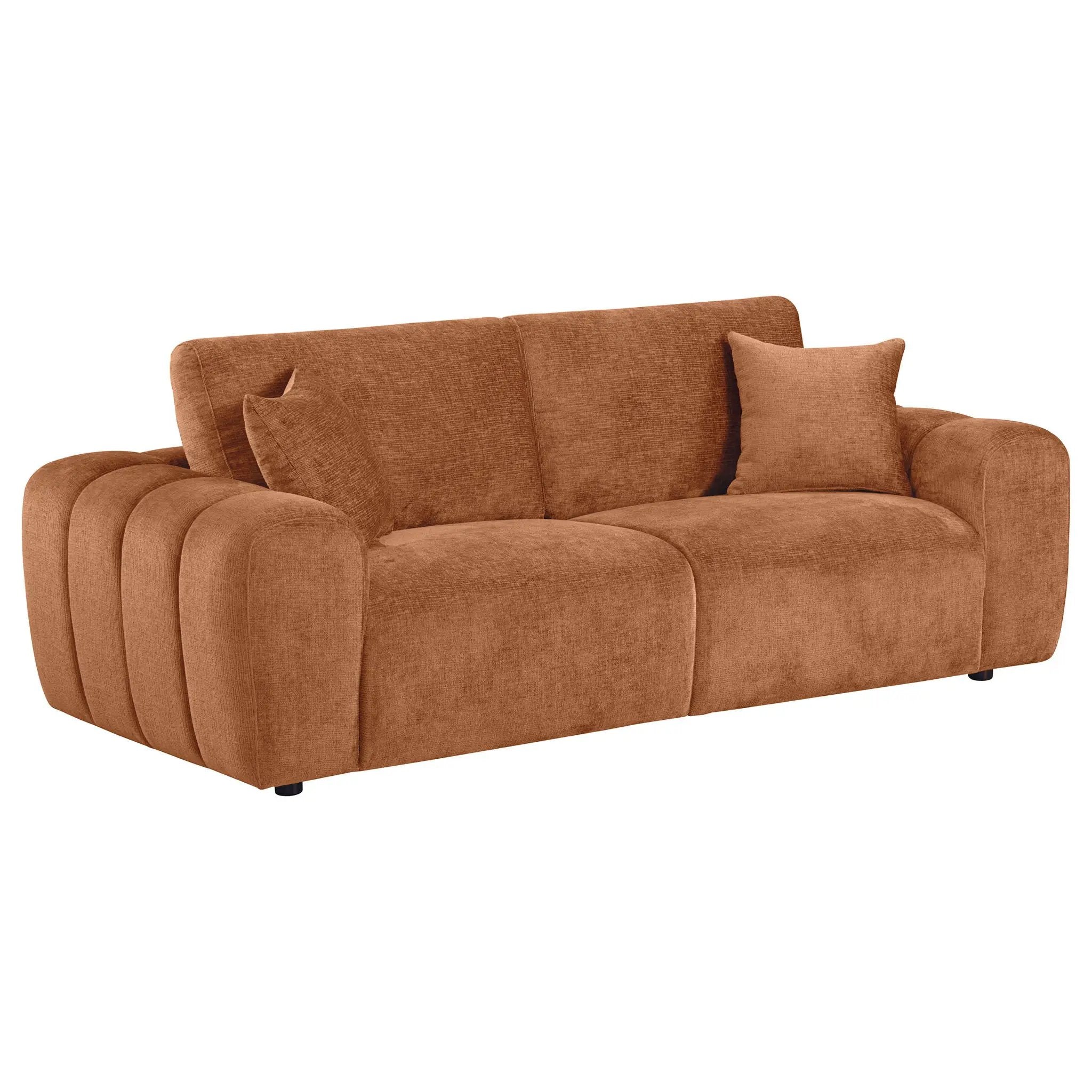 Burnett 2-piece Chenille Upholstered Sofa Set Burnt Orange by Unique Piece Furniture