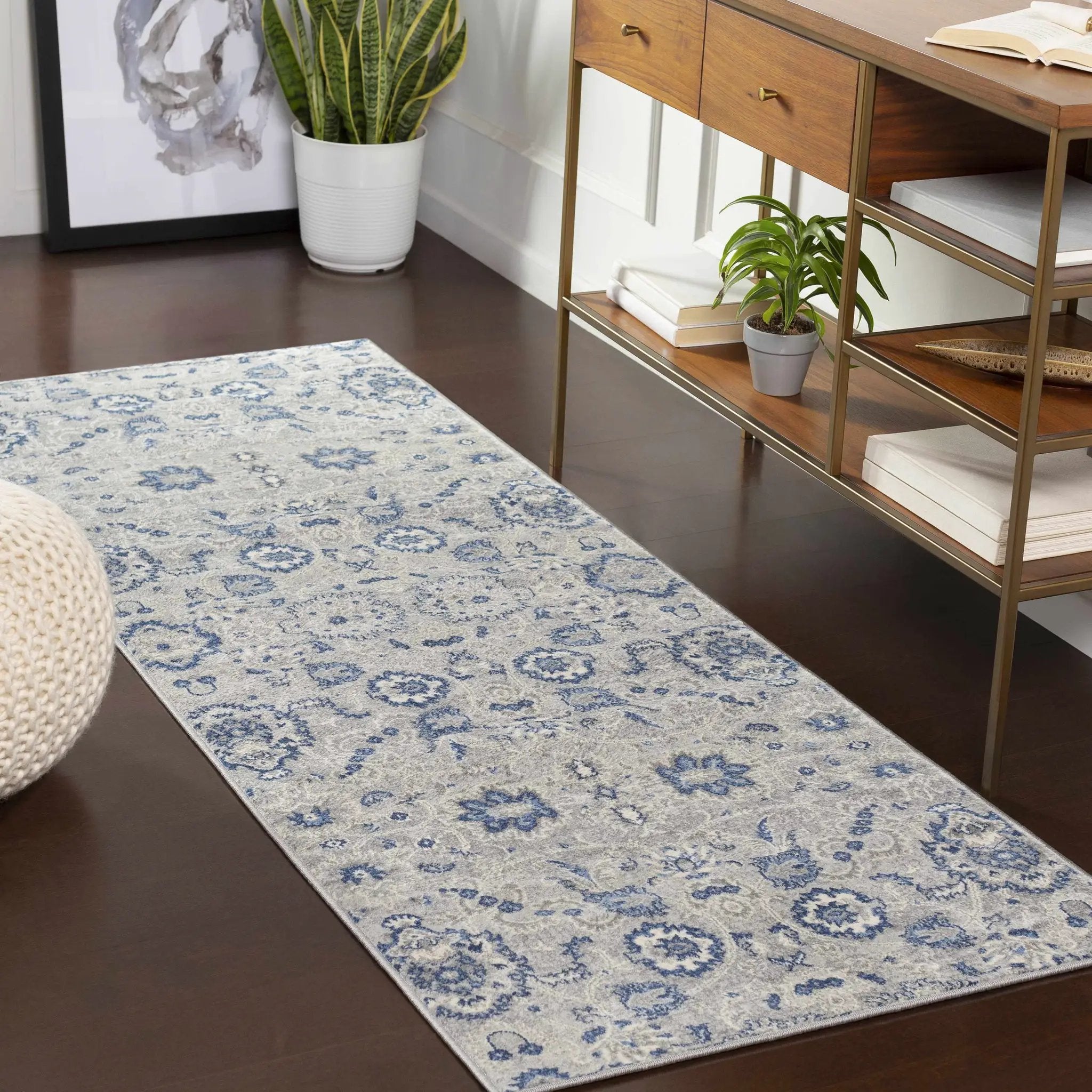 Adairsville Blue Floral Area Carpet - Clearance by Boutique Rugs