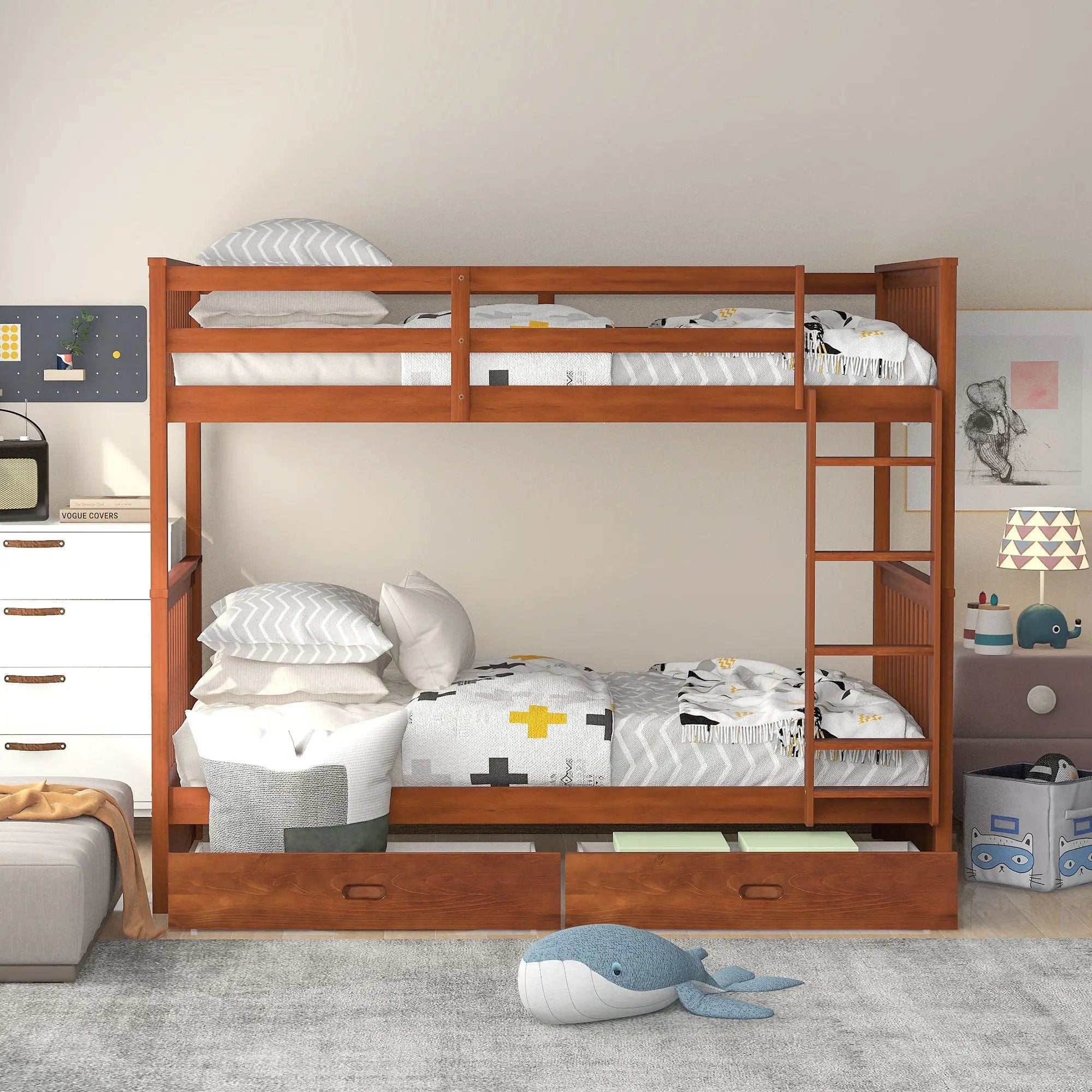 Bunk Bed With Ladders And 2 Storage Drawers by Unique Piece Furniture