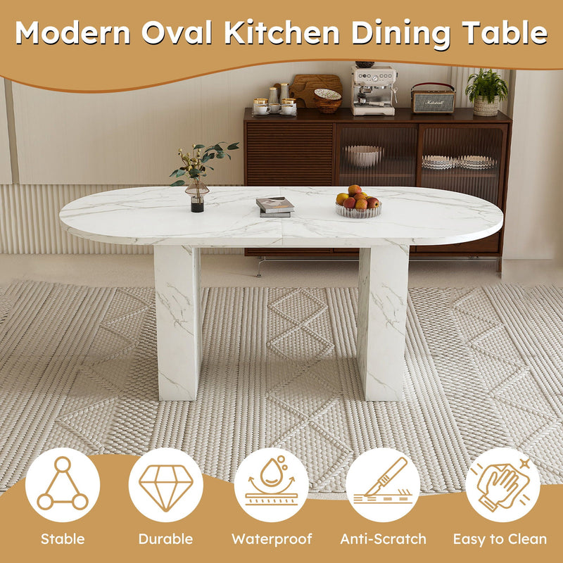 Oval Dining Table With Wood Strip Base by HouseOfZazla