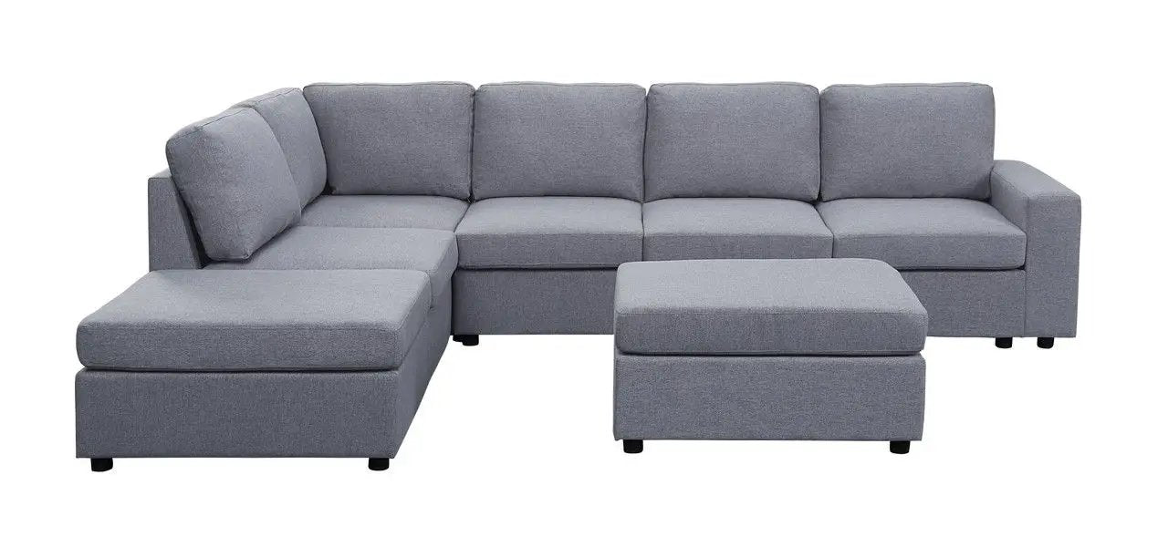 Marley - 7 Seat Reversible Modular Sectional Sofa With Ottoman by Unique Piece Furniture