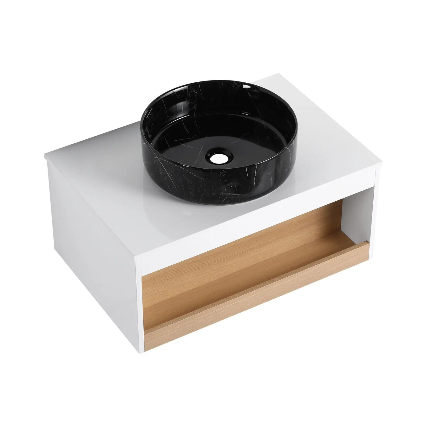 Floating Bathroom Vanity With Vessel Sink With Open Shelf Storage by HouseOfZazla