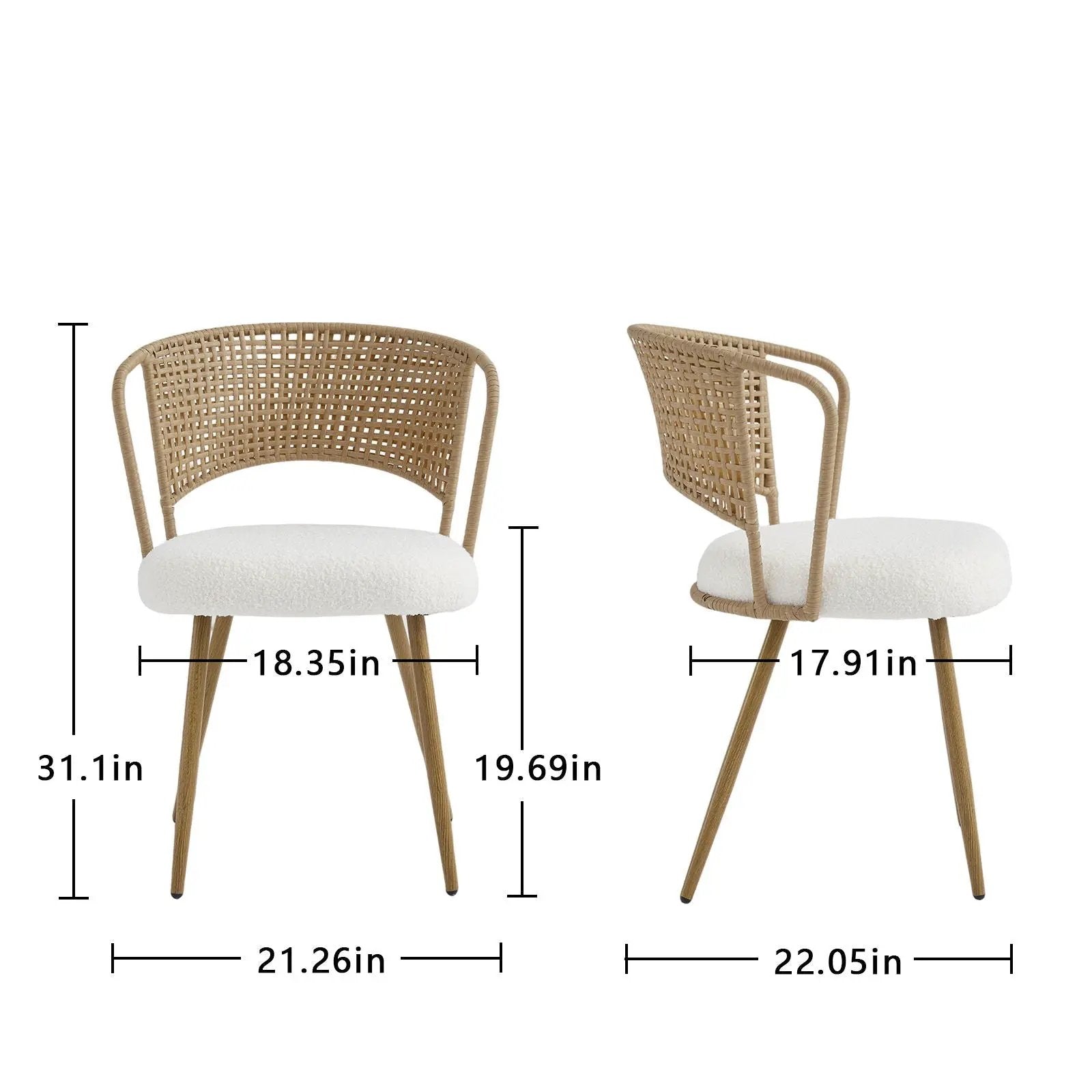 Dining Chairs With Wing Back Design For Kitchen (Set of 2) - Beige / Brown by HouseOfZazla
