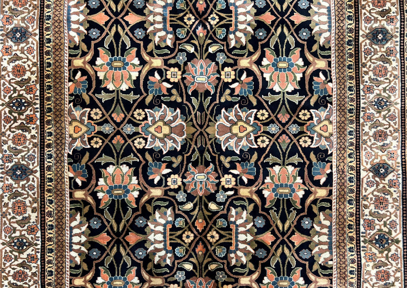 Indo Persian Bidjar Rug 6x10, Vintage Handmade Wool Carpet, Allover Pattern by Jewel Rugs