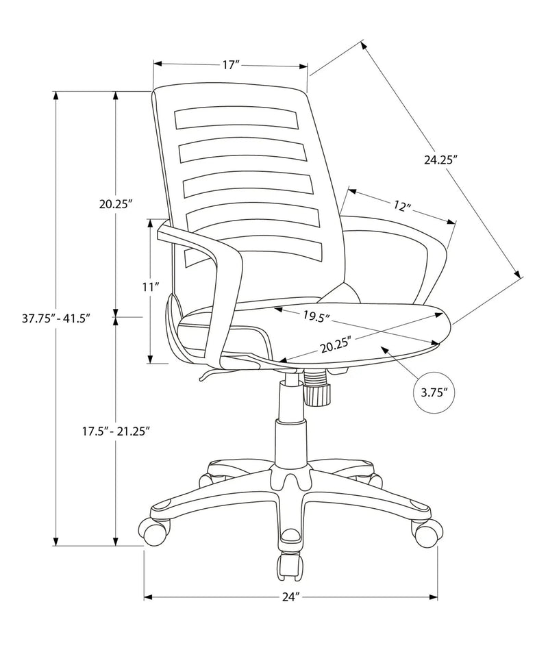 Office Chair, Adjustable Height, Swivel, Ergonomic, Armrests by Unique Piece Furniture