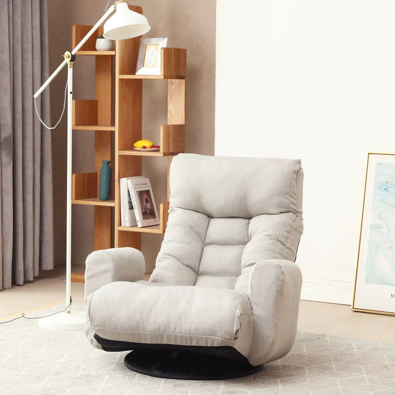 Modern With Metal Frame Swivel Game Lounge Chair With Adjustable Headrest And Waist Support, 360 Degree Rotatable Leisure Chair For Living Room - Gray by HouseOfZazla