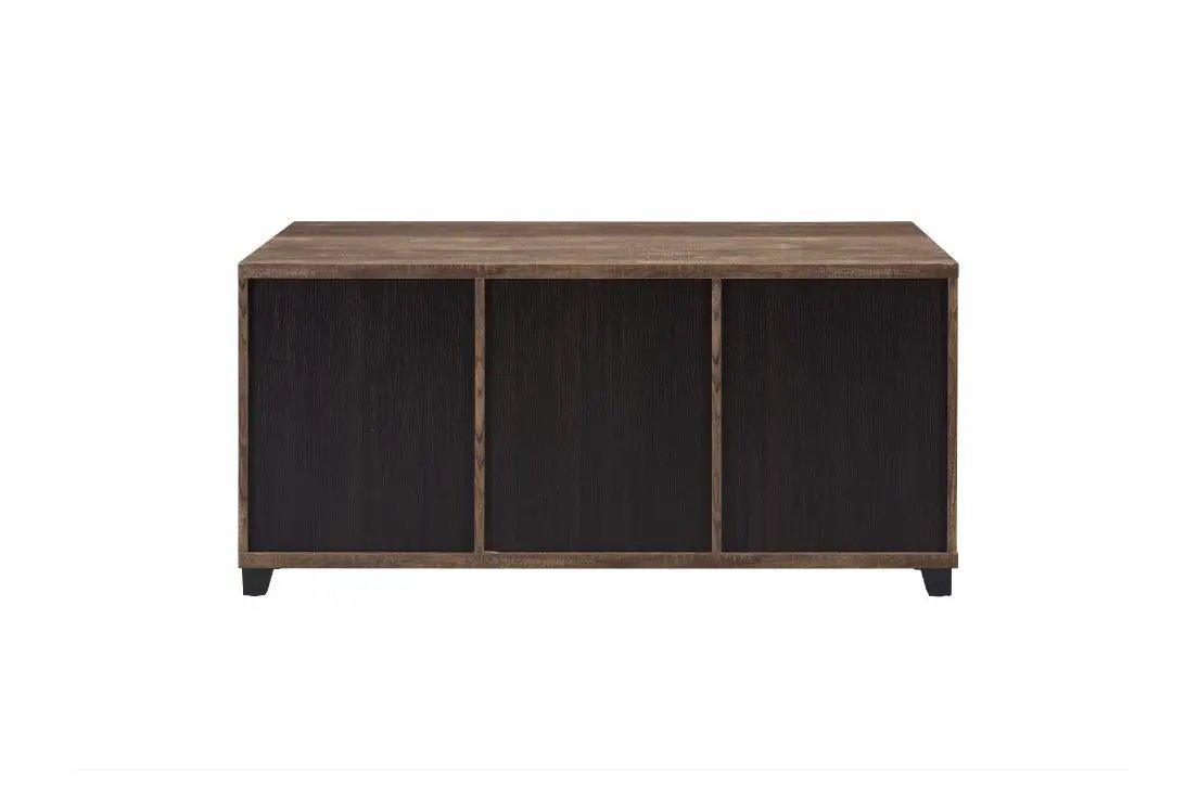 Nineel - Coffee Table - Obscure Glass, Rustic Oak & Black by Unique Piece Furniture