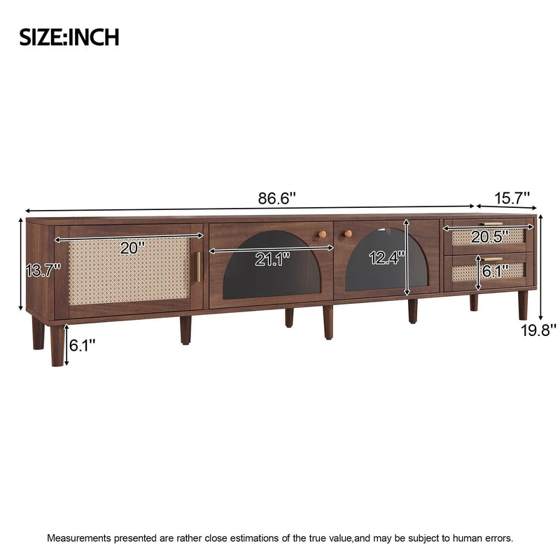 TV Stand For TVs Up To 90", Media Console With App Controlled LED Lights, 2 Drawers & Door Storage - Dark Brown by Unique Piece Furniture