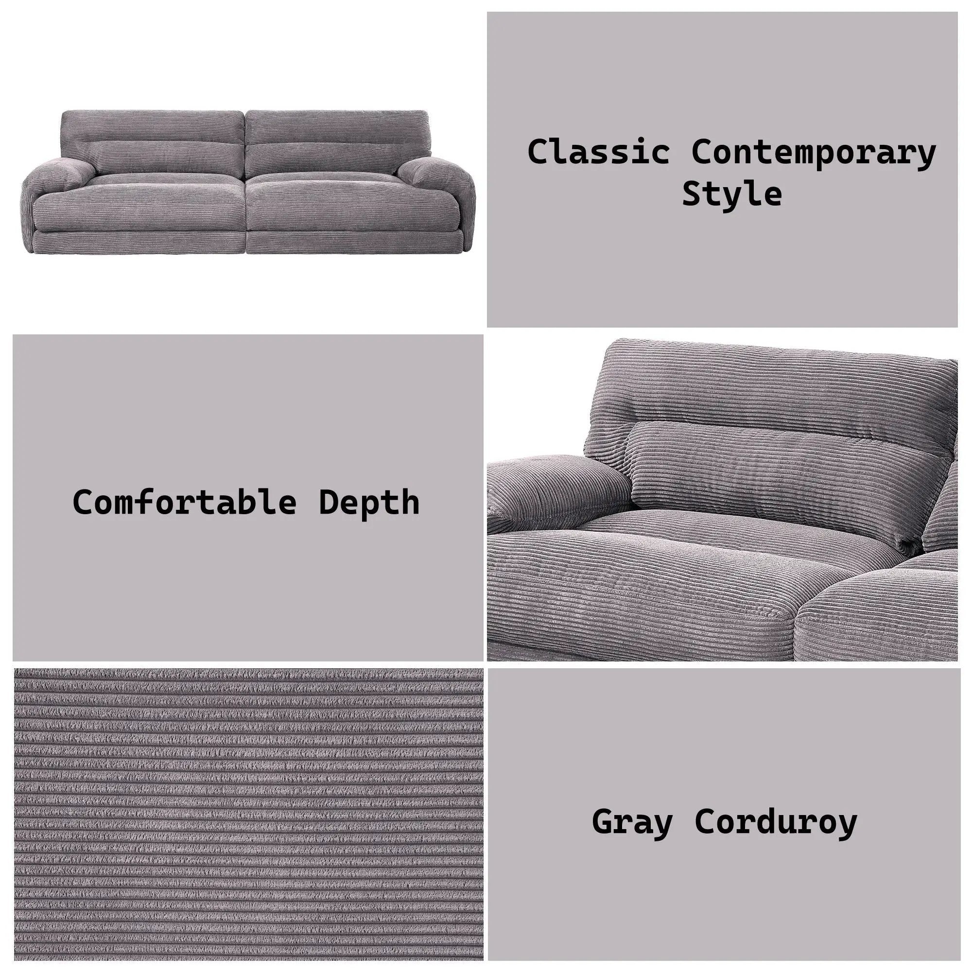Cadenza - Corduroy Sofa - Gray by Unique Piece Furniture