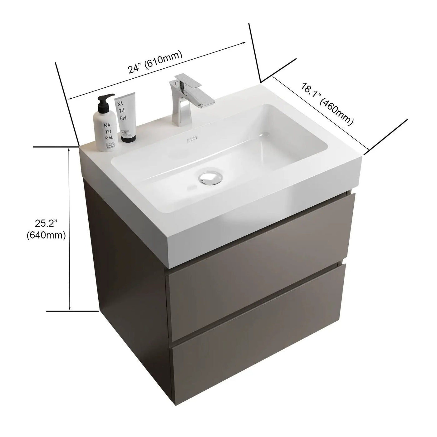 Alice - Bathroom Vanity With Sink, Large Storage Wall Mounted Floating Bathroom Vanity For Modern Bathroom, One-Piece Sink Basin Without Drain And Faucet by HouseOfZazla