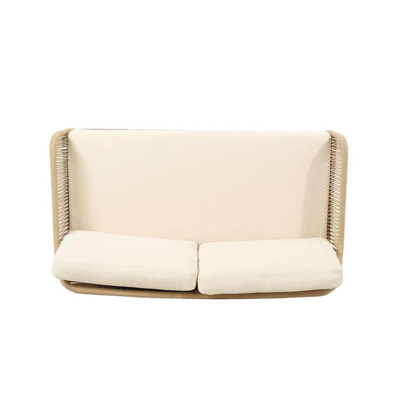 Hueber Outdoor And Rope 4 Seater Chat Set With Cushions - Teak by HouseOfZazla