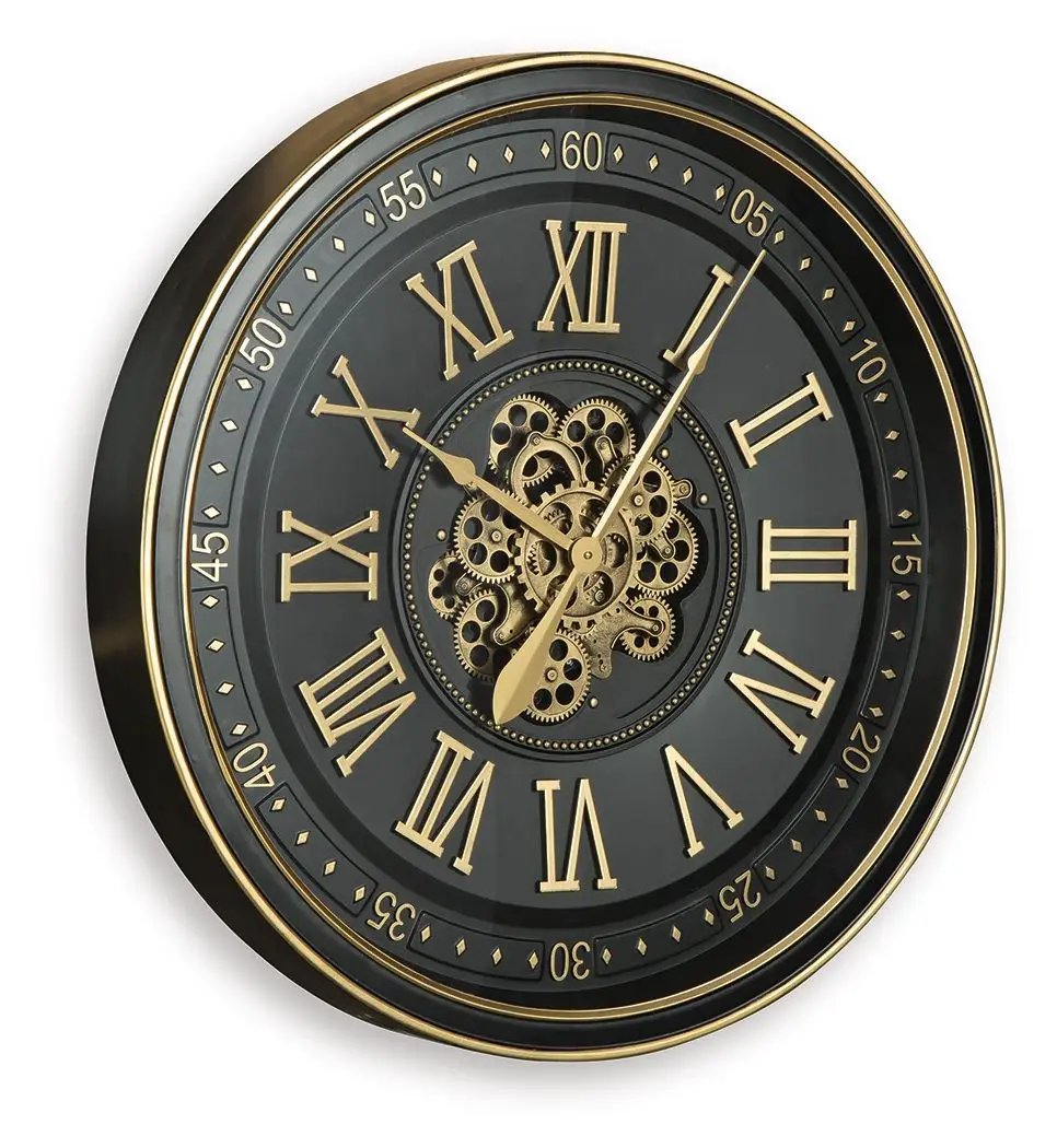 Dairton - Wall Clock - Black / Gold Finish by Unique Piece Furniture