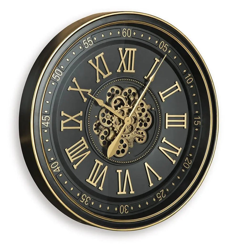 Dairton - Wall Clock - Black / Gold Finish by Unique Piece Furniture