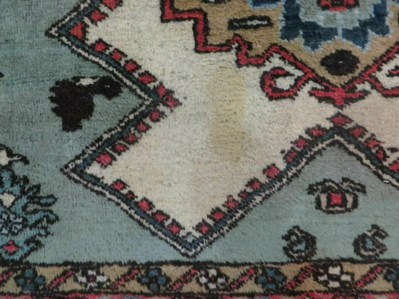 4' X 7' Vintage Handmade Knotted Rug India Caucasian Wool Soft Green Organic by Jewel Rugs