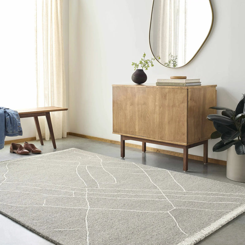 Arsenal Trout Valley Gray Wool Rug by Boutique Rugs