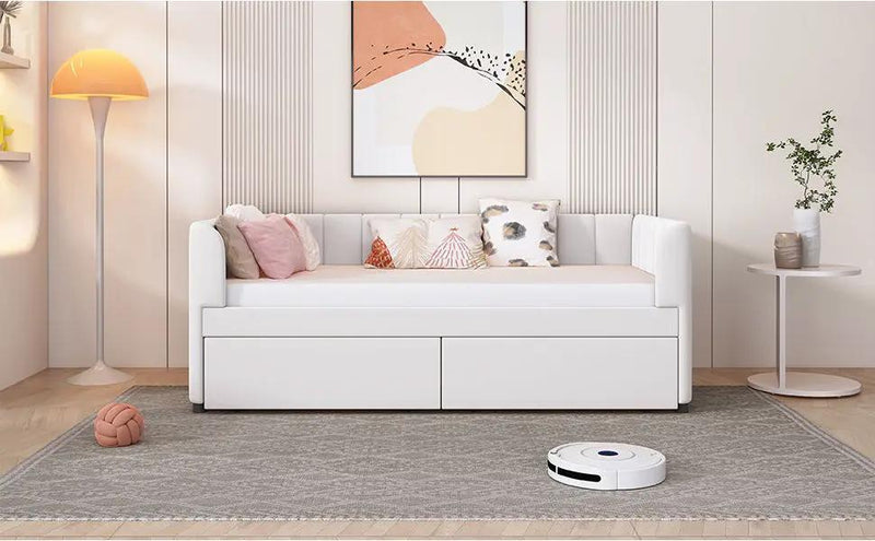 Upholstered Daybed With Ergonomic Design Backrest by HouseOfZazla