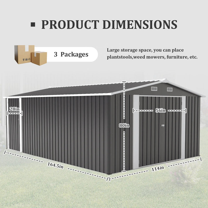 Campcraft Outdoor Storage Shed 10x14 FT with 3 Lockable Doors by HouseOfZazla