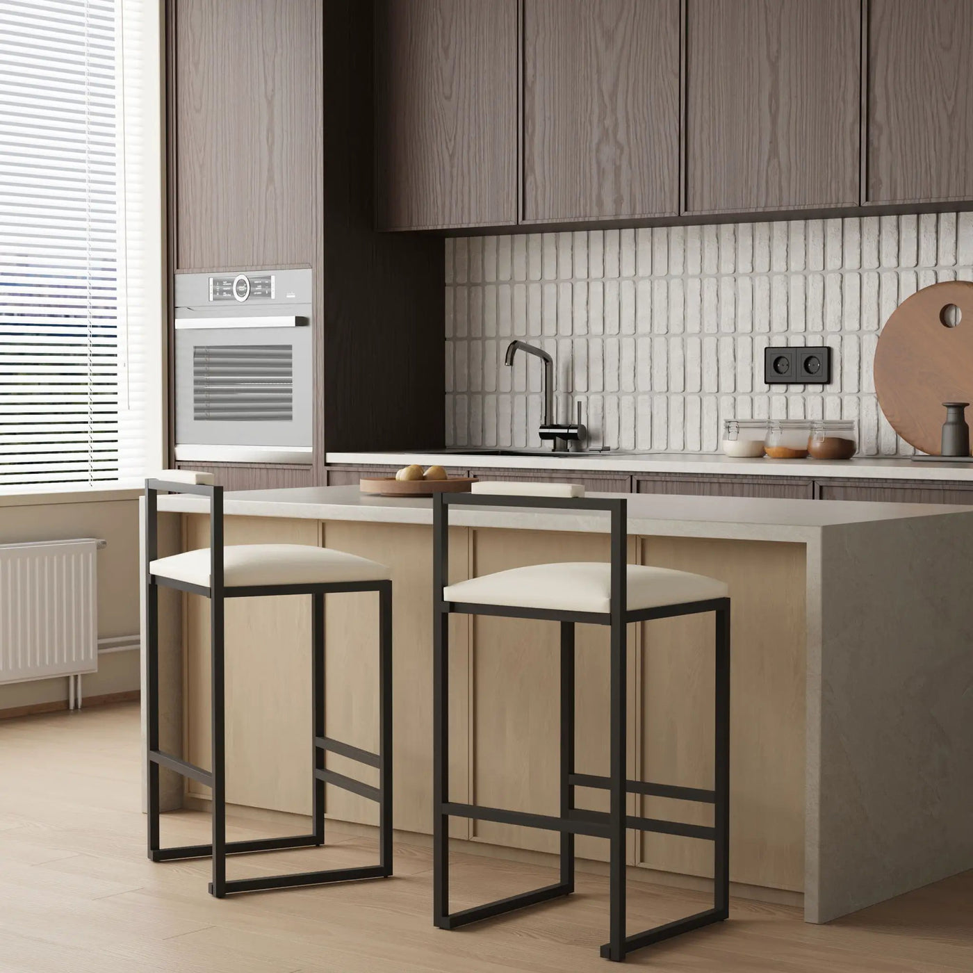 Elegant Bar Stool Set With Backrest And Footrest, Counter Height (Set of 2) by Unique Piece Furniture