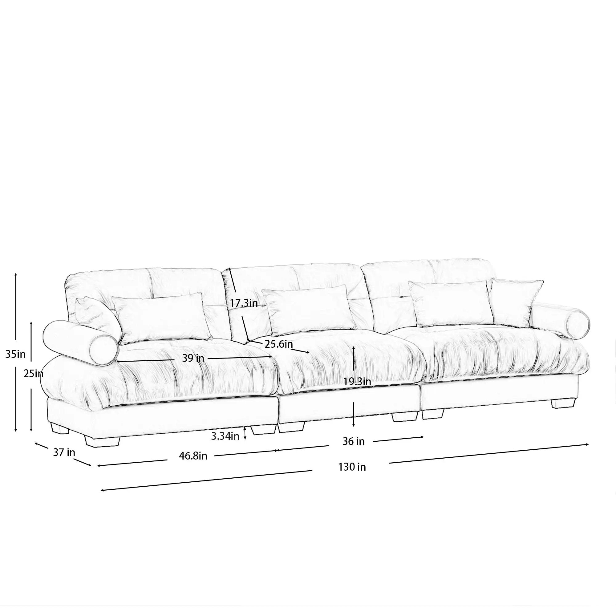 Modern Sofa With Bolstered Armrests And Pillows by HouseOfZazla