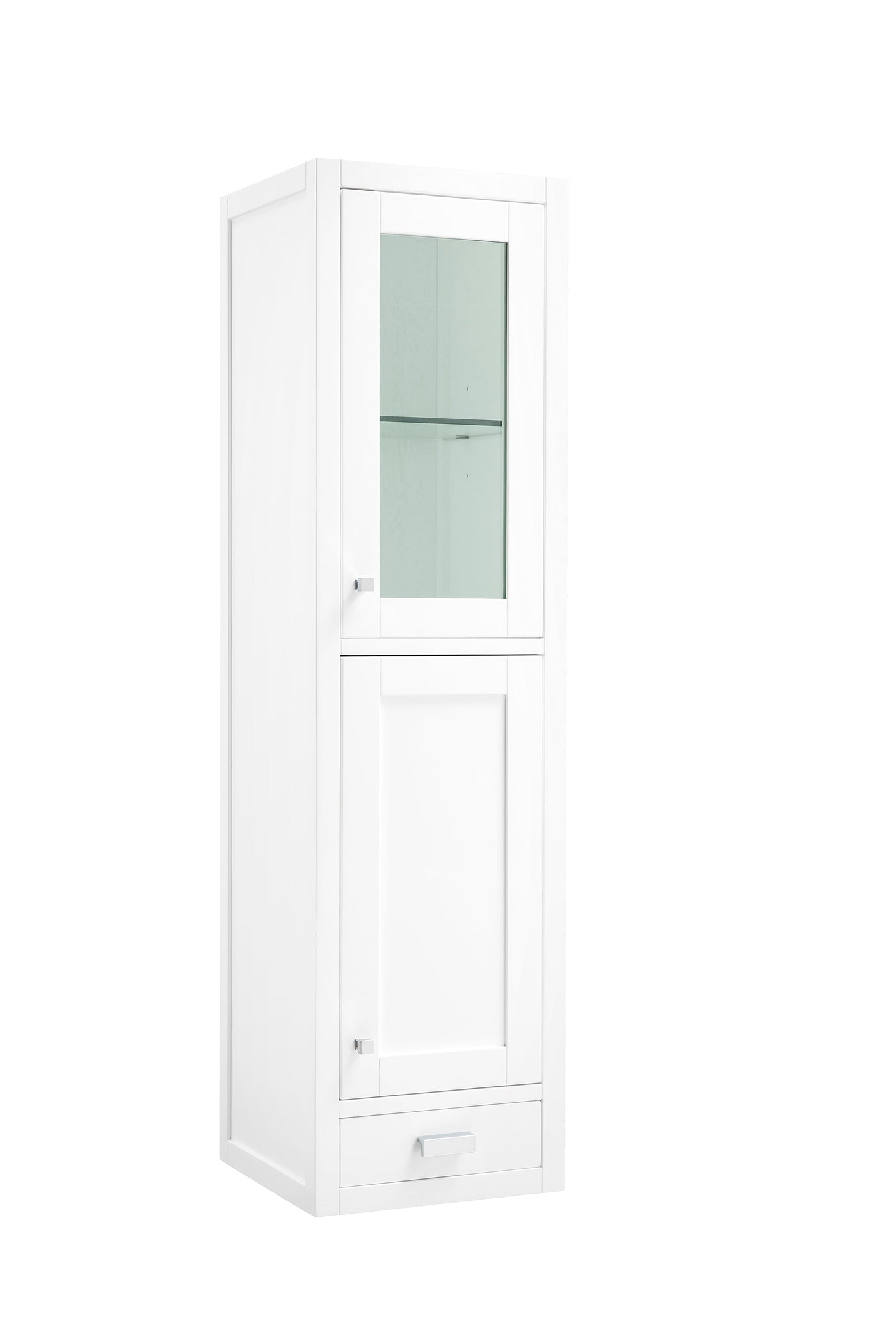 James Martin Addison 15" Hutch, Glossy White with Select Your Top (Polished Chrome) countertop