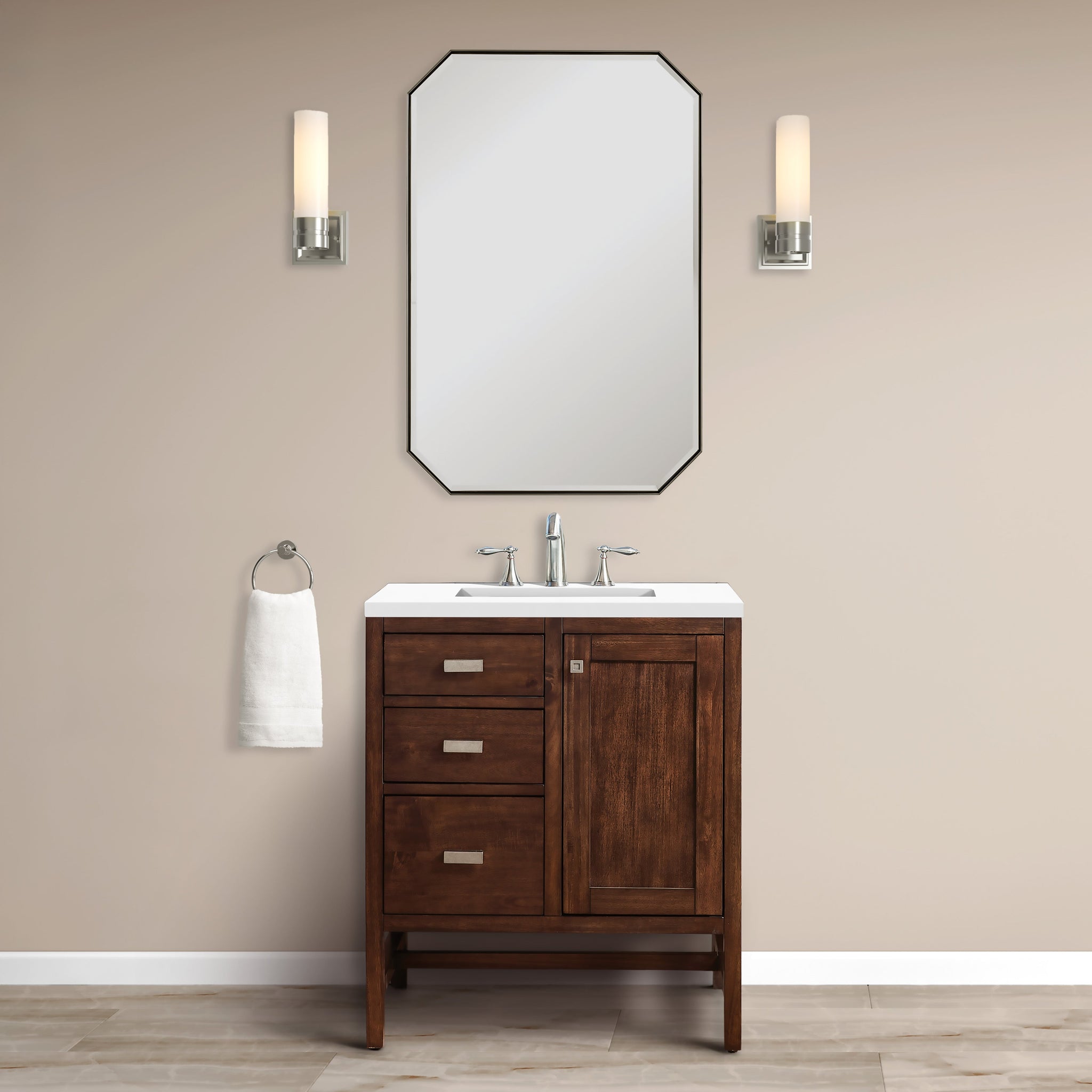 James Martin Addison 30" Single Bathroom Vanity, Mid-Century Acacia, cabinet without a countertop