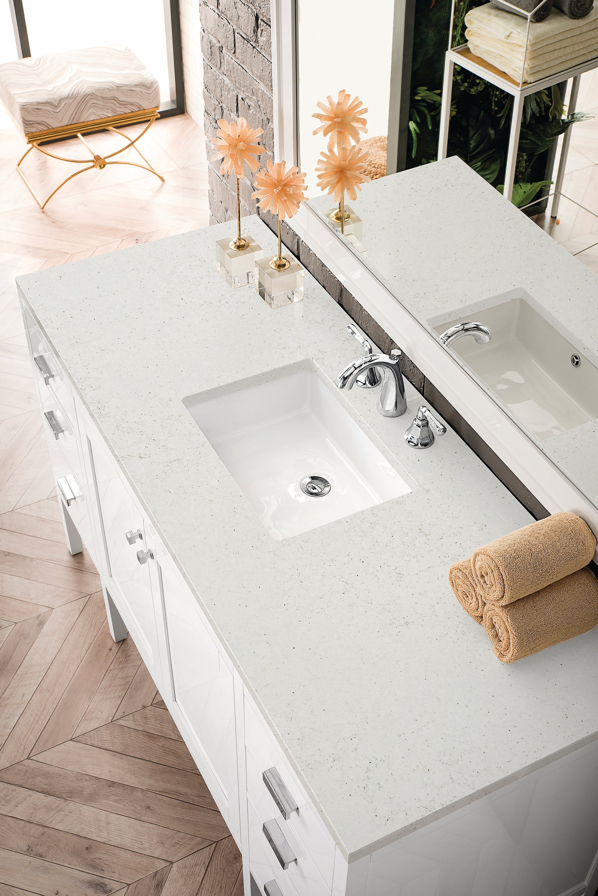 James Martin Addison 60" Single Bathroom Vanity, Glossy White with Lime Delight countertop
