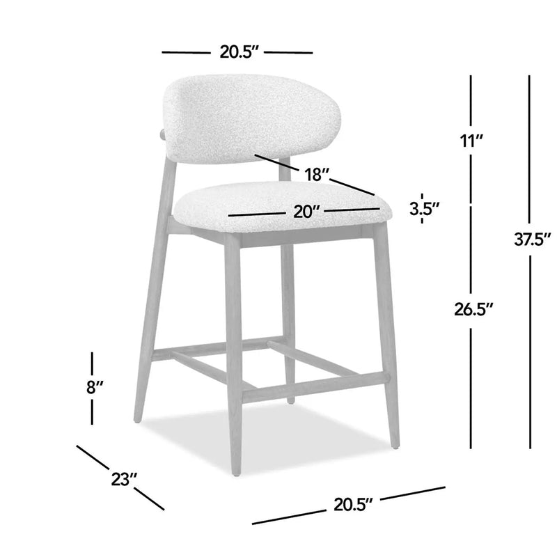 Locke - Modern Upholstered Counter Stool With Frame - Salt / Pepper by HouseOfZazla