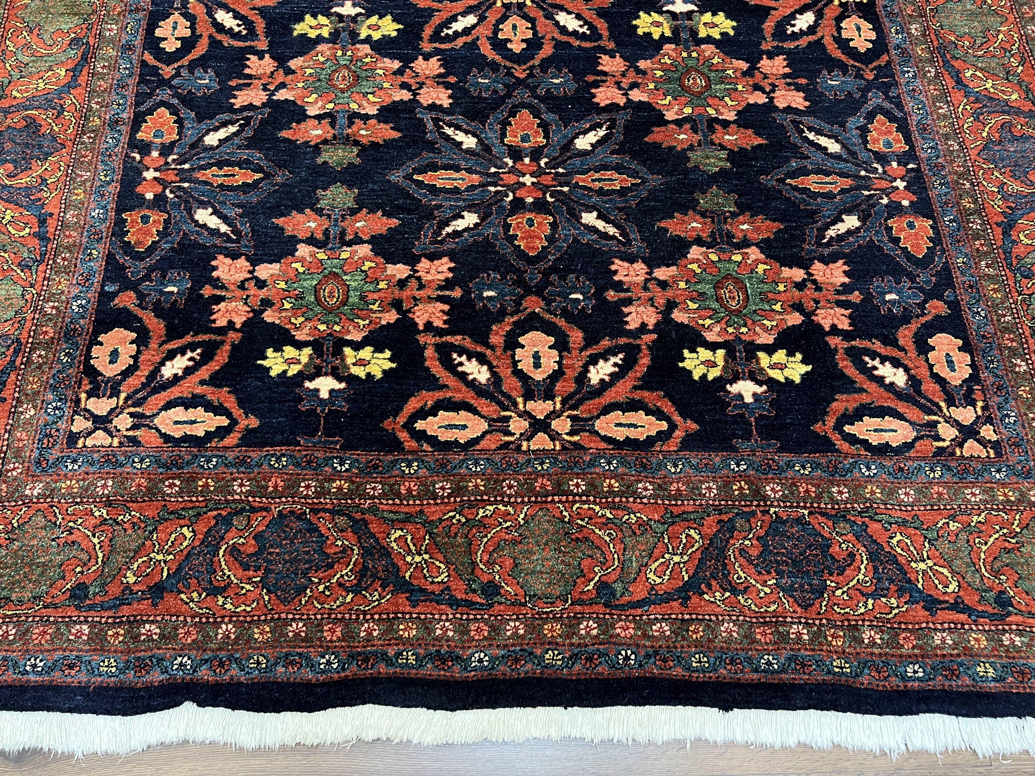 Wonderful Persian Rug 7x10, Navy Blue and Red, Allover Floral Pattern, Bidjar Carpet, Authentic Oriental Rug 7 x 10, Wool Hand Knotted Rug by Jewel Rugs