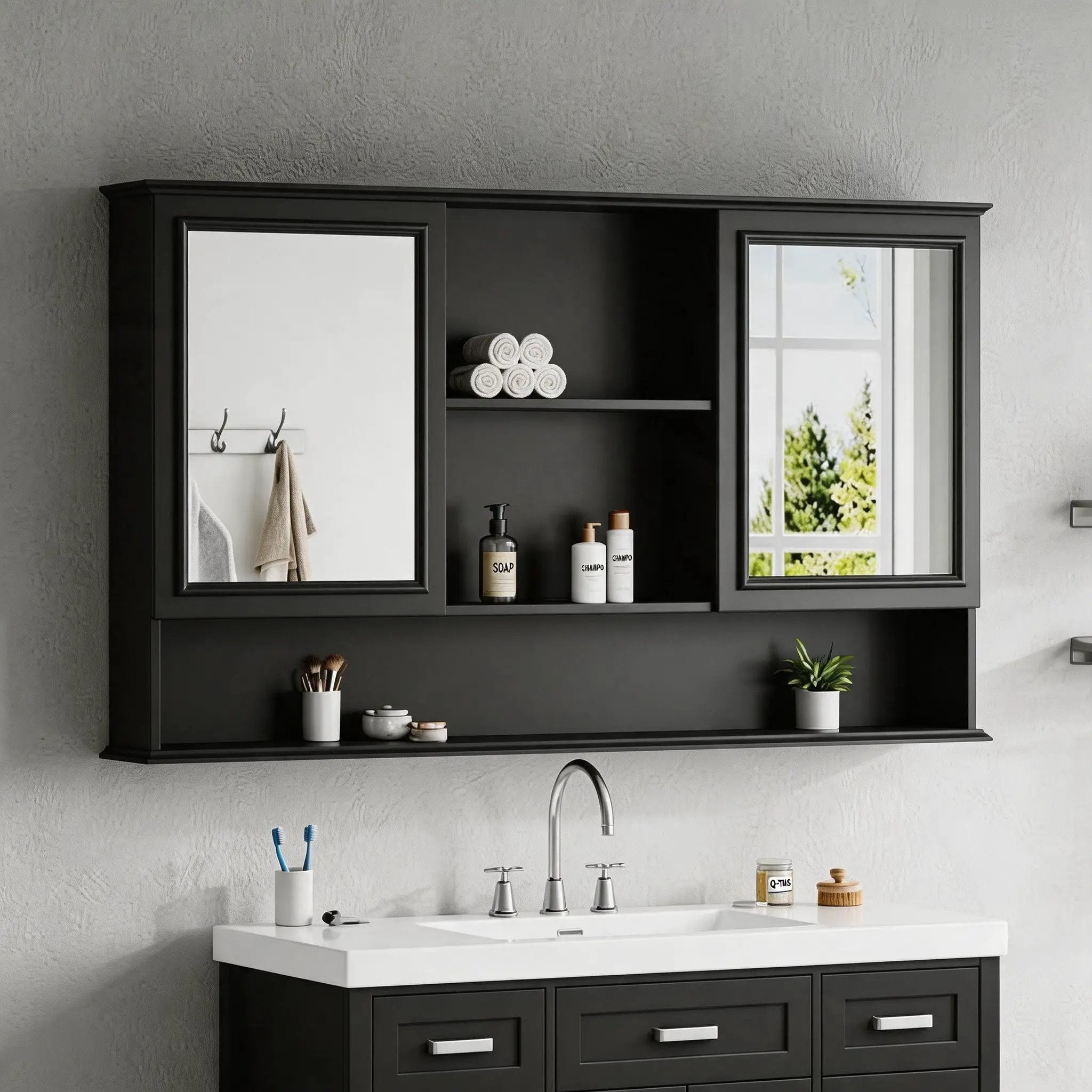Wall Mounted Bathroom Medicine Cabinet With Double Mirrored Doors by HouseOfZazla