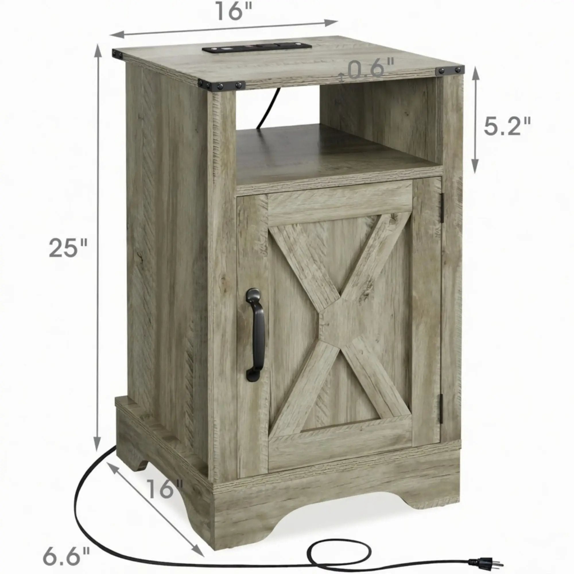 Farmhouse Nightstand, Charging Station & Storage by HouseOfZazla