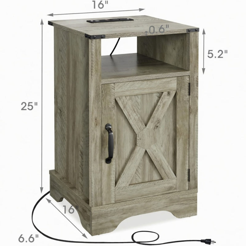 Farmhouse Nightstand, Charging Station & Storage by HouseOfZazla