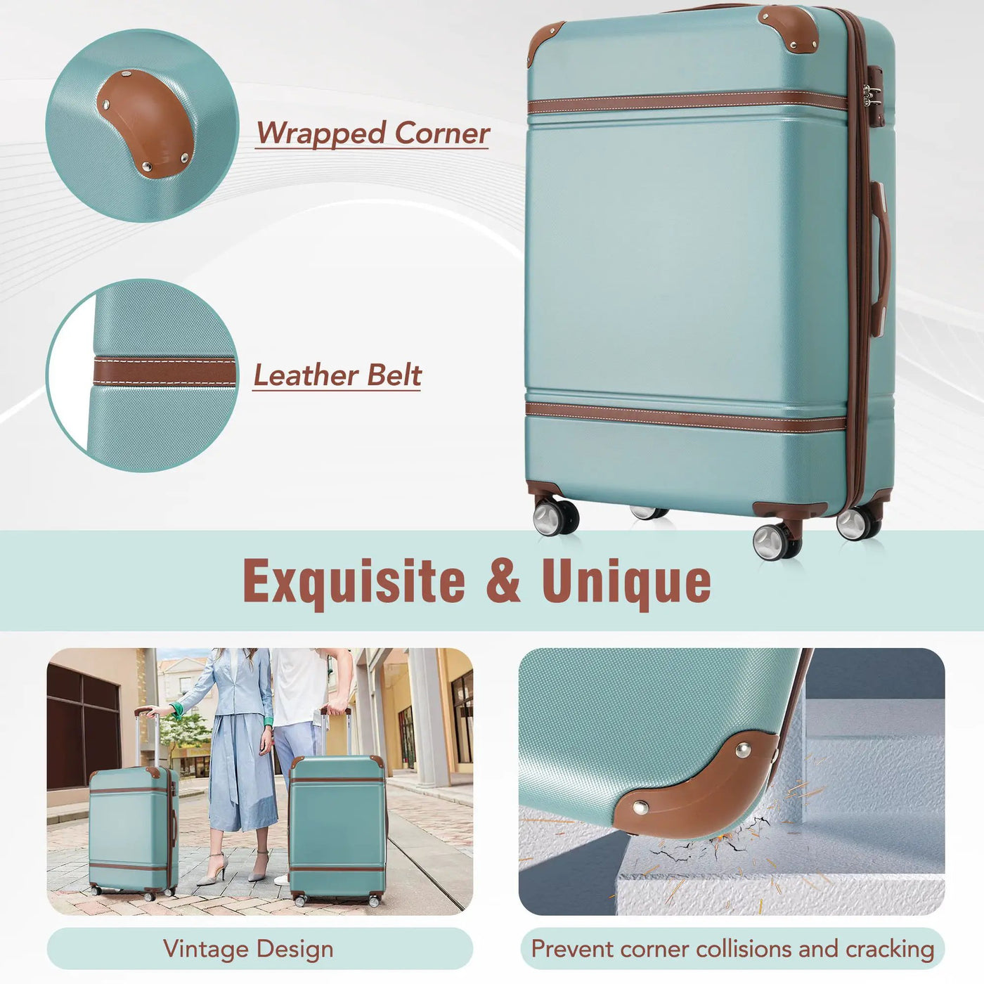 Hardshell Luggage Sets 4 Pieces 20" / 24" / 28" Luggages And Cosmetic Case Spinner Suitcase With Tsa Lock Lightweight by HouseOfZazla