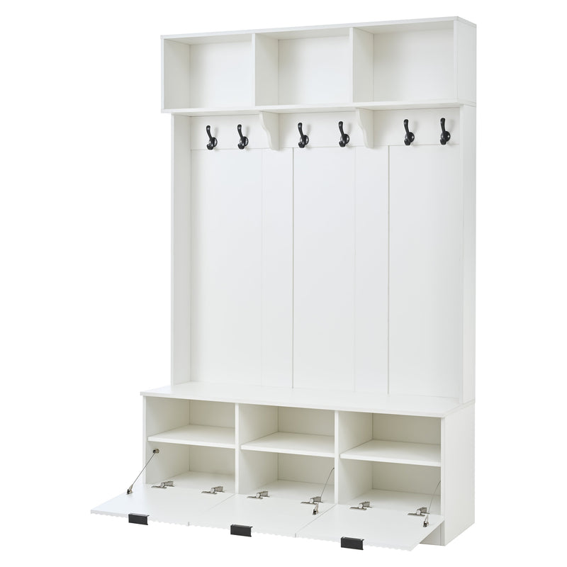 49.6" 5-in-1 Hall Tree with Bench, Shoe Storage & Cabinets by HouseOfZazla