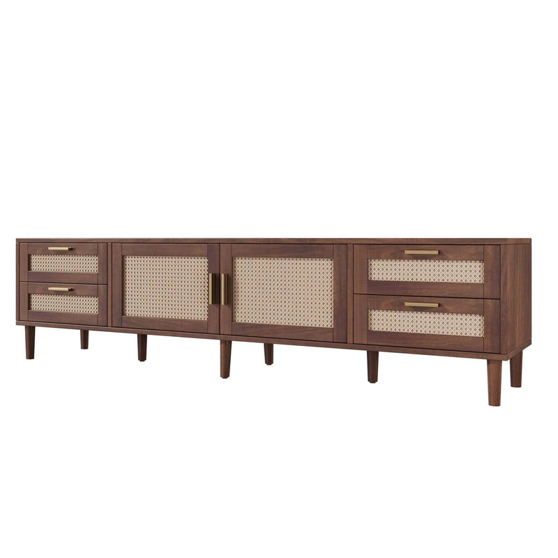 TV Stand, Media Console With 4 Drawers, Soft Closing Hinges - Dark Brown by Unique Piece Furniture