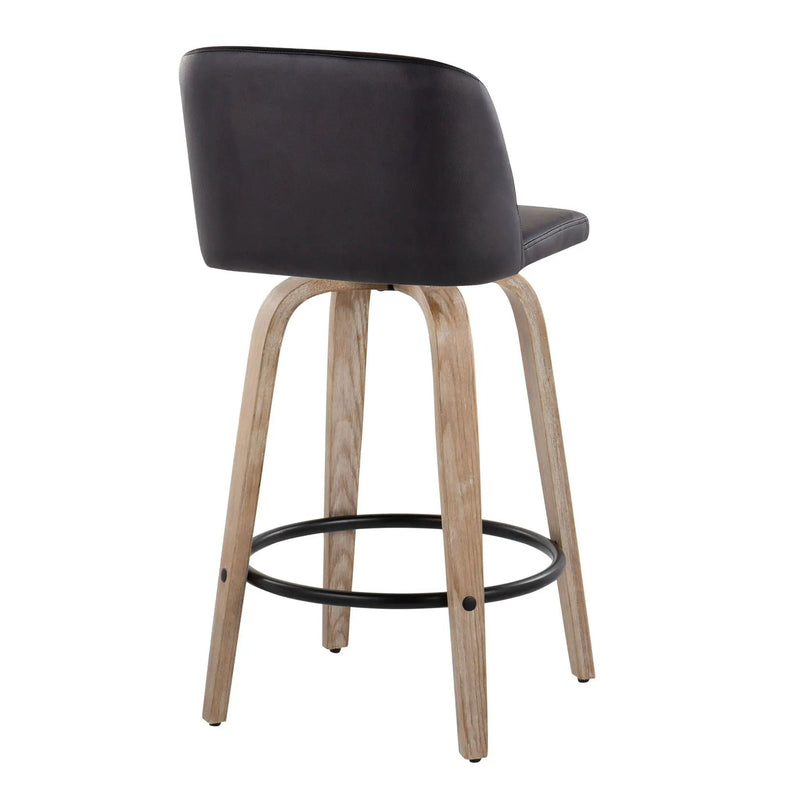 Toriano - Contemporary Fixed-Height Counter Stool & Swivel With Round Footrest (Set of 2) by Unique Piece Furniture