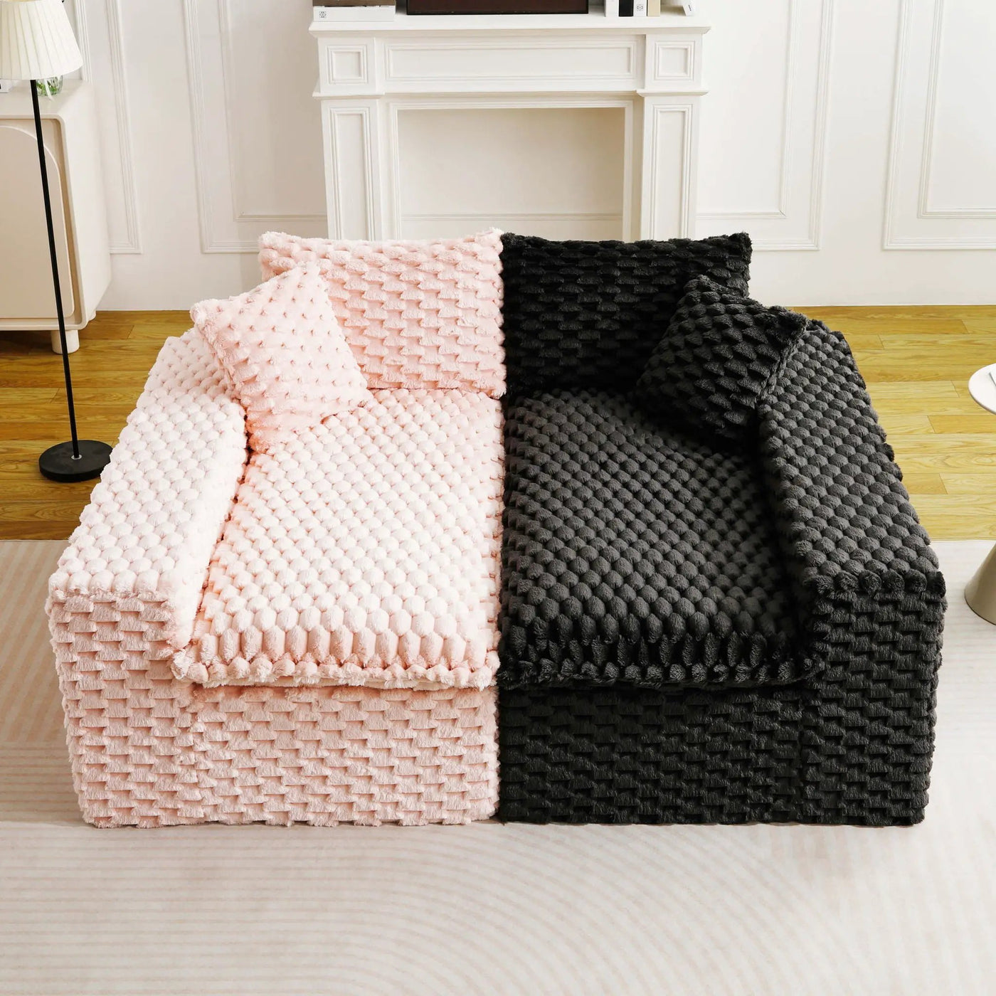 Multifunctional Sofa Pink Black, Fits 4 People by Unique Piece Furniture