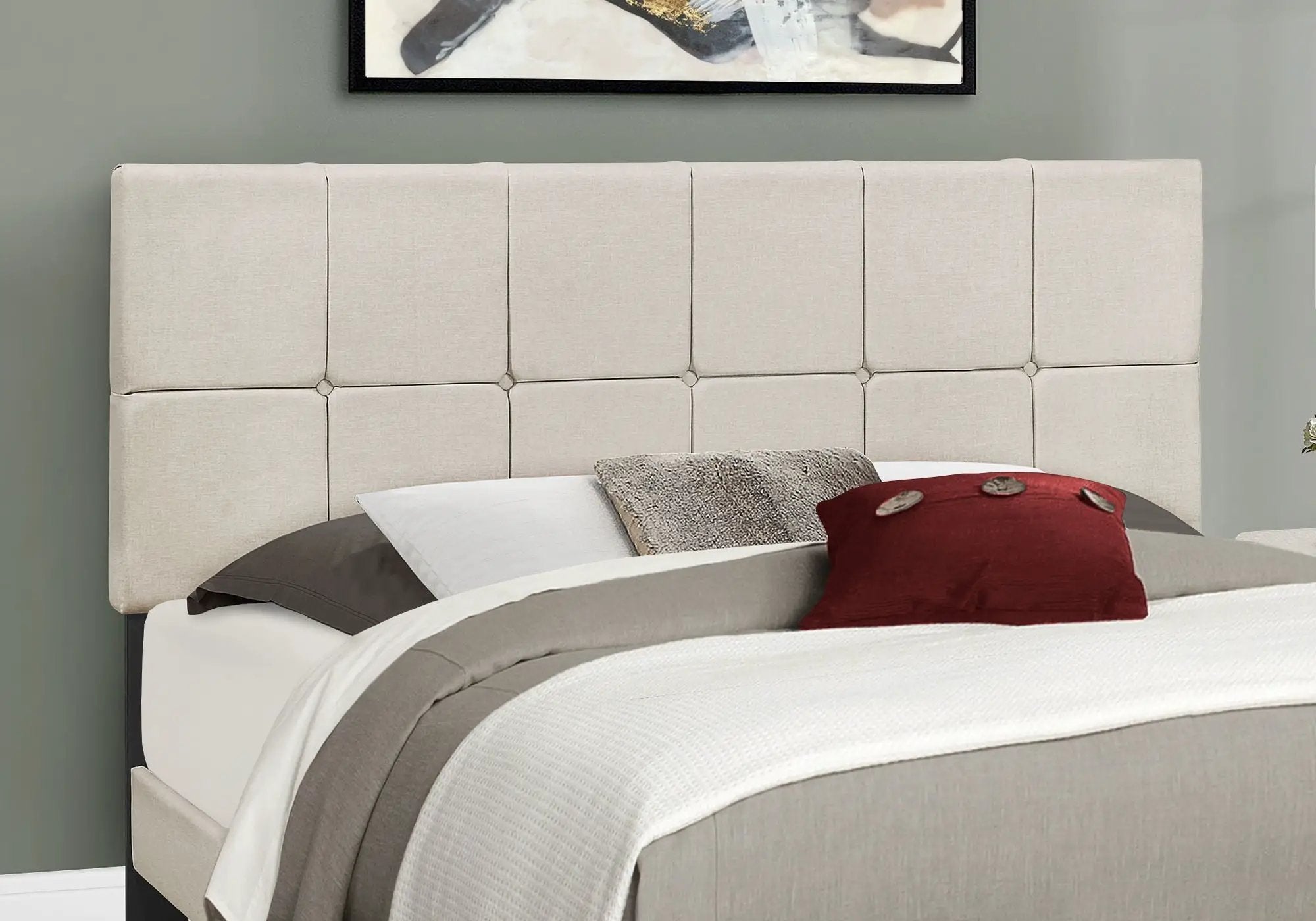Queen Size Upholstered Bed, Transitional - Beige by HouseOfZazla