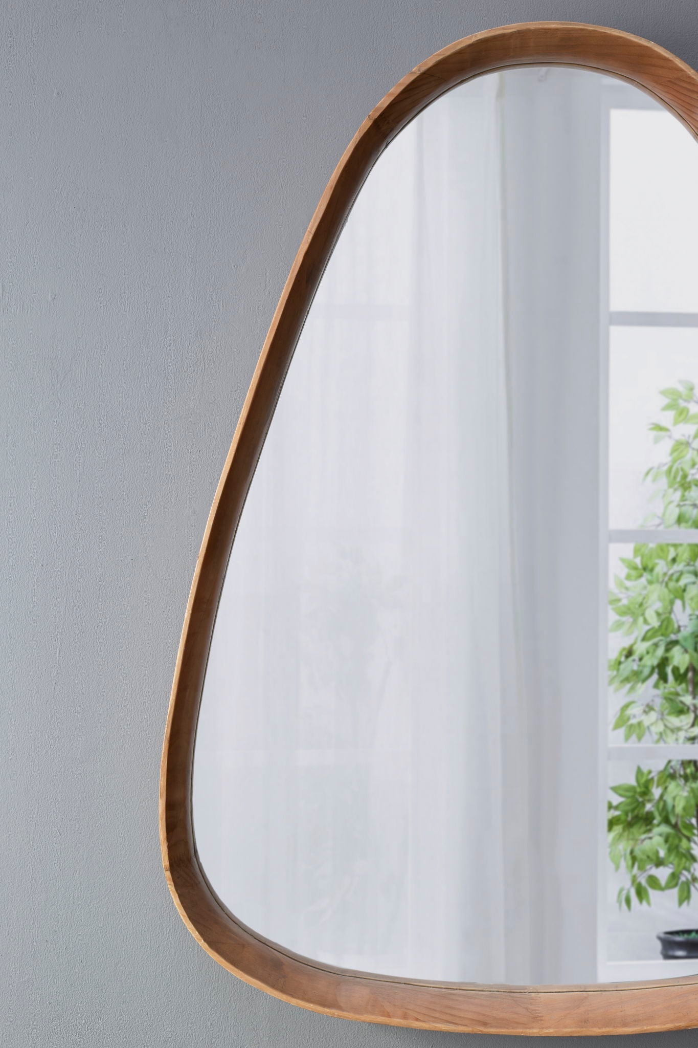 Irrgeular Mirror With Frame, Wall Mirror For Living Room Bathroom Entryway - Brown by HouseOfZazla