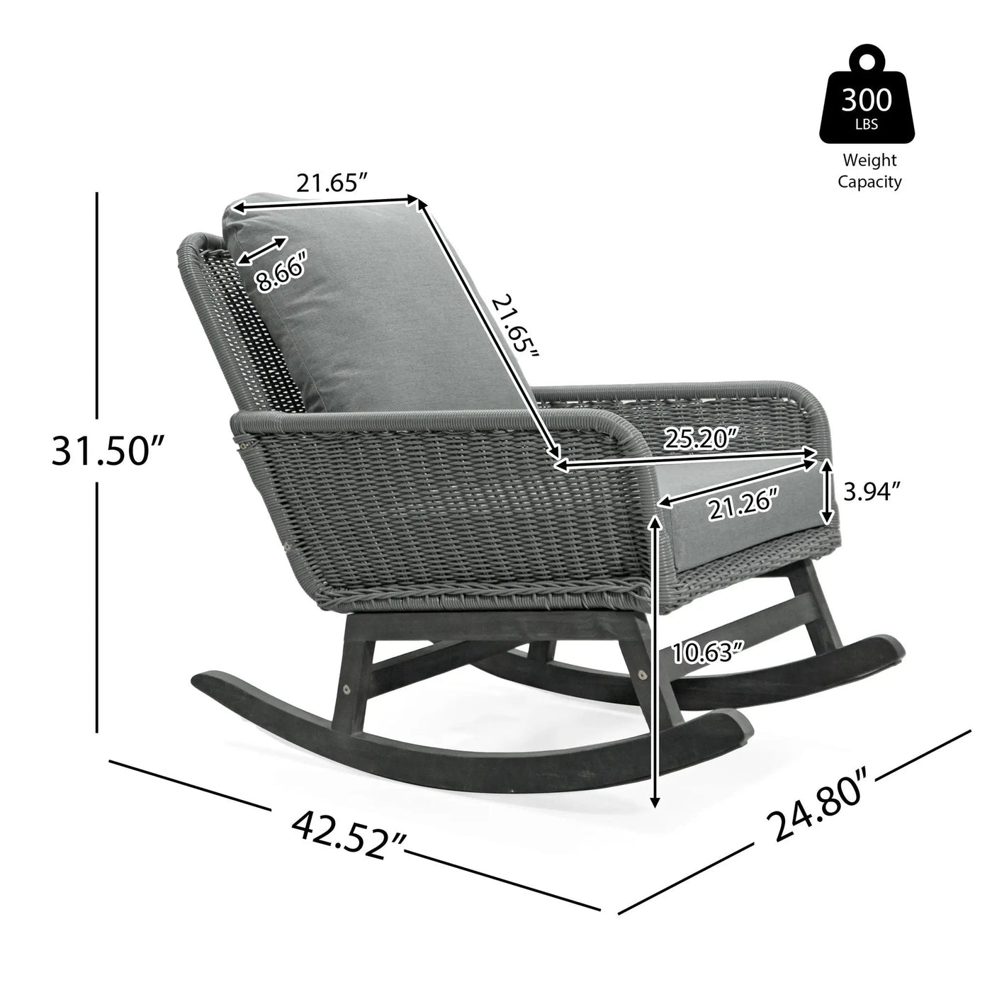 Contemporary Minimalist Wicker Rocking Chair With Soft Cushions by HouseOfZazla