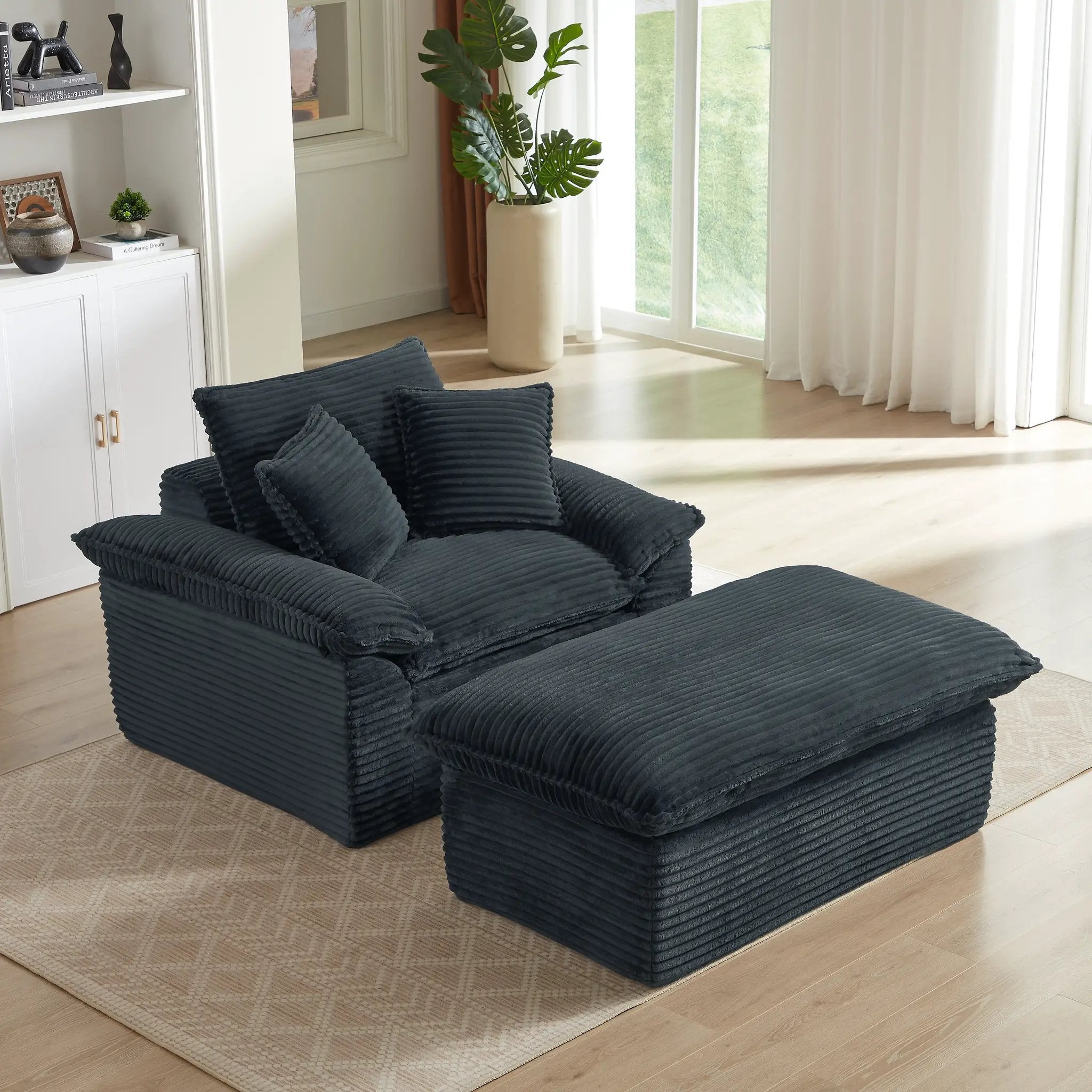 51.97 Inch Comfortable Single Seat Sofa with Unique Footrest Design by HouseOfZazla
