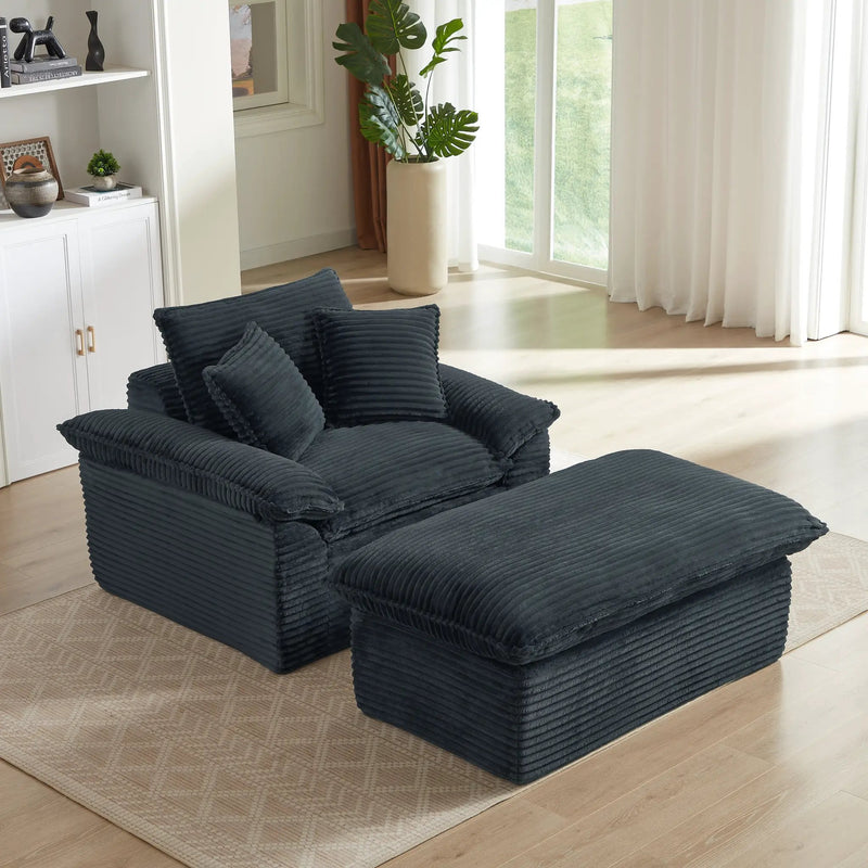 51.97 Inch Comfortable Single Seat Sofa with Unique Footrest Design by HouseOfZazla