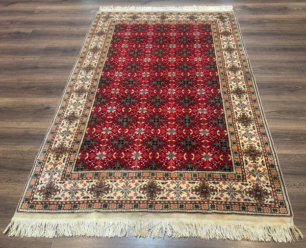 Turkish Sivas Rug 4x6, Red and Cream, Allover Design, Handmade Vintage, photo 2 of 13