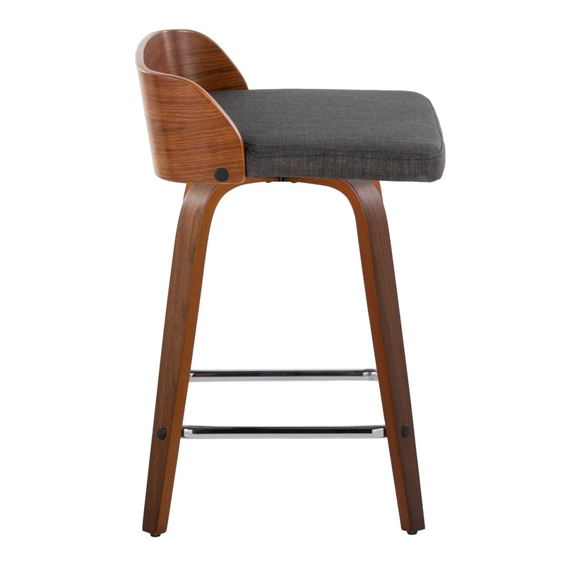 Maya - Mid Century Modern Fixed Height Counter Stool With Swivel With Square Footrest (Set of 2) by HouseOfZazla