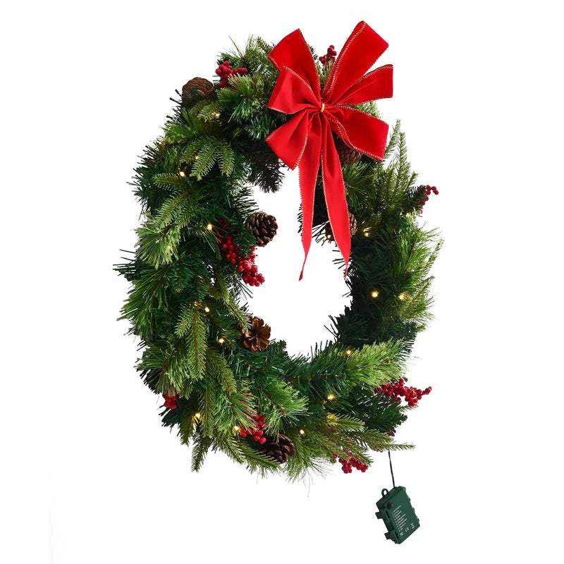 24-Inch Pre-Lit Artificial Christmas Wreath by HouseOfZazla