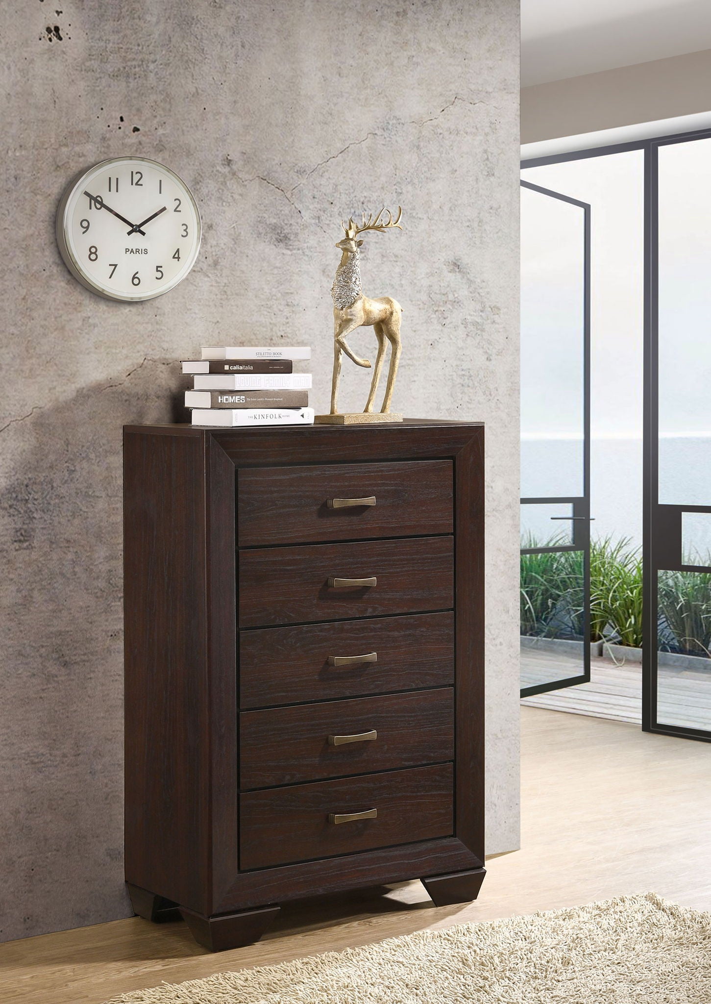 Kauffman 5-drawer Bedroom Chest Dark Cocoa by Unique Piece Furniture