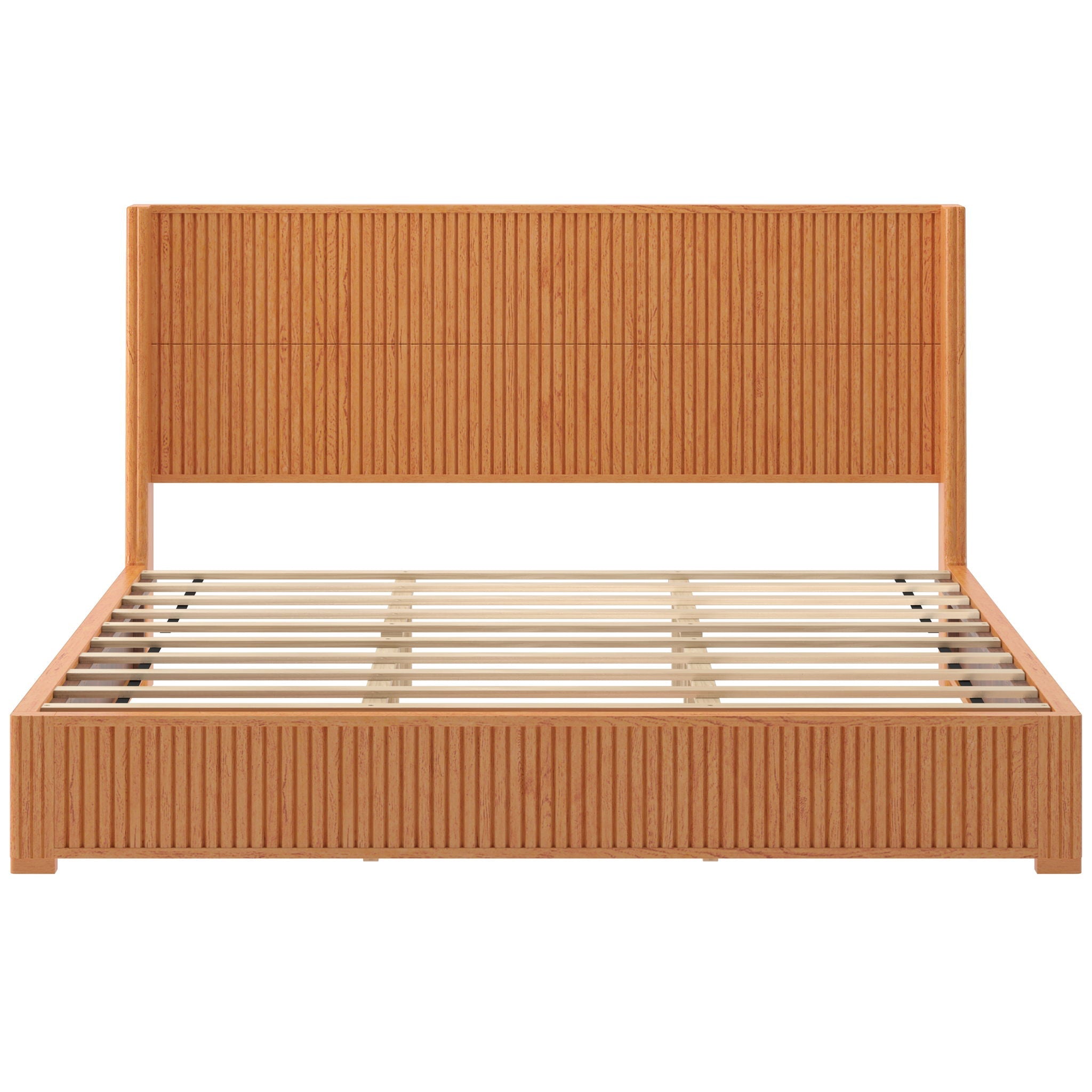 Platform Bed Frame With Headboard, Floor Standing Design by HouseOfZazla