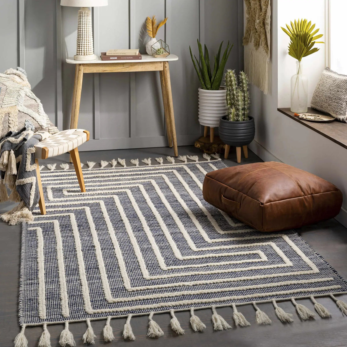 Aditya Tasseled Jute&Wool Carpet - Clearance, installed in a room 2