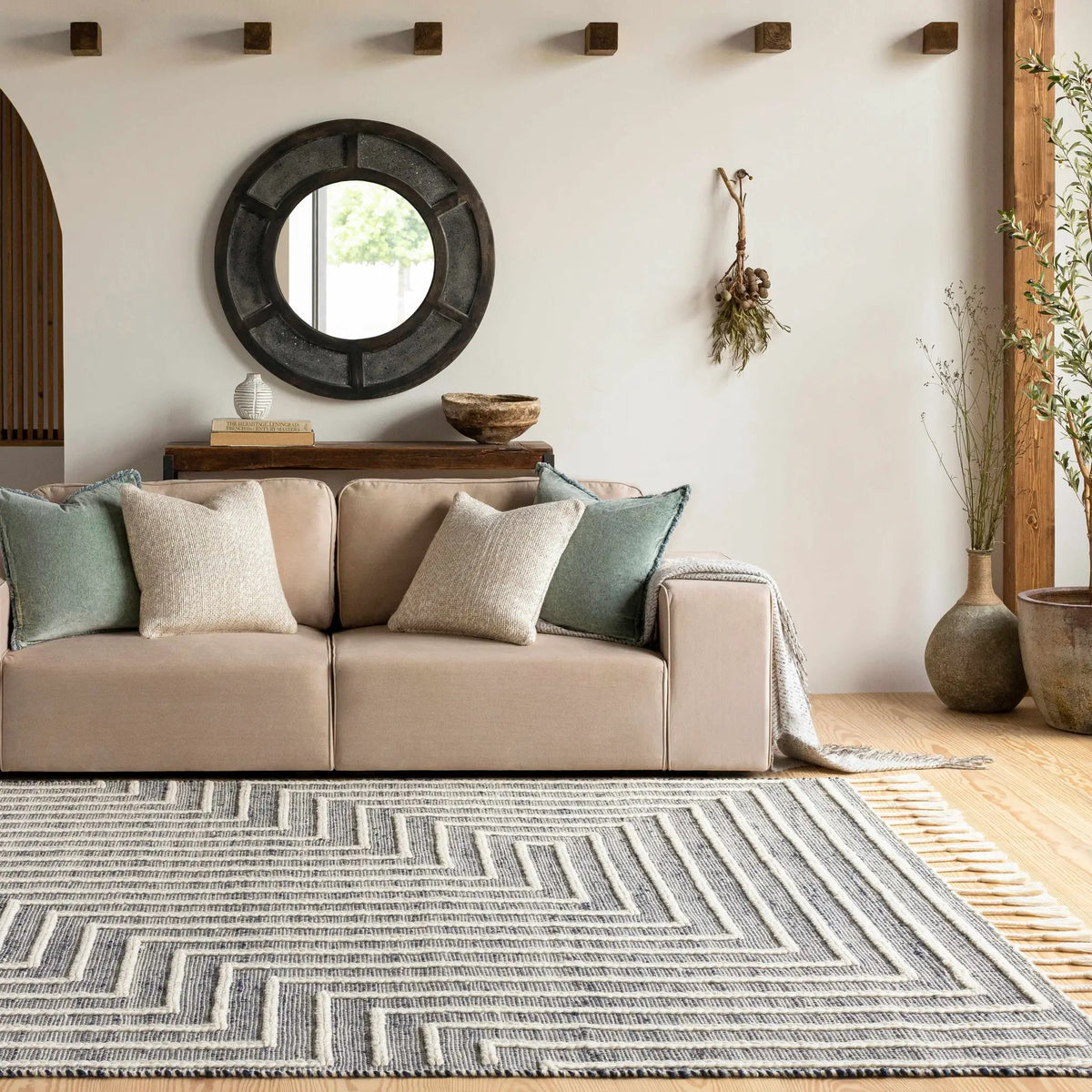 Aditya Tasseled Jute&Wool Carpet - Clearance, installed in a room